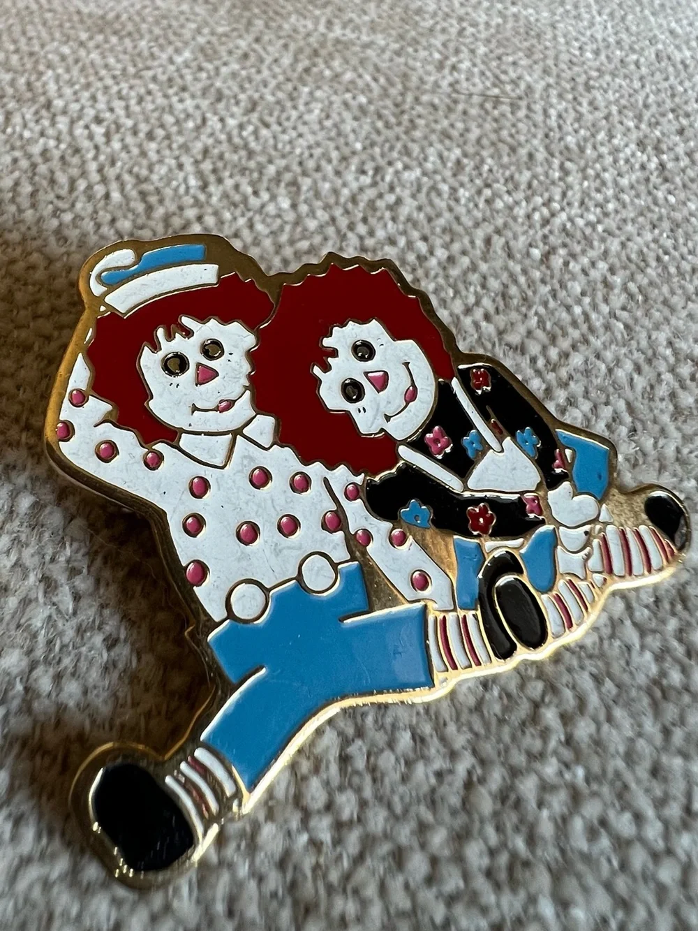 Vintage Raggedy Ann and Andy Doll Pin - Brooch